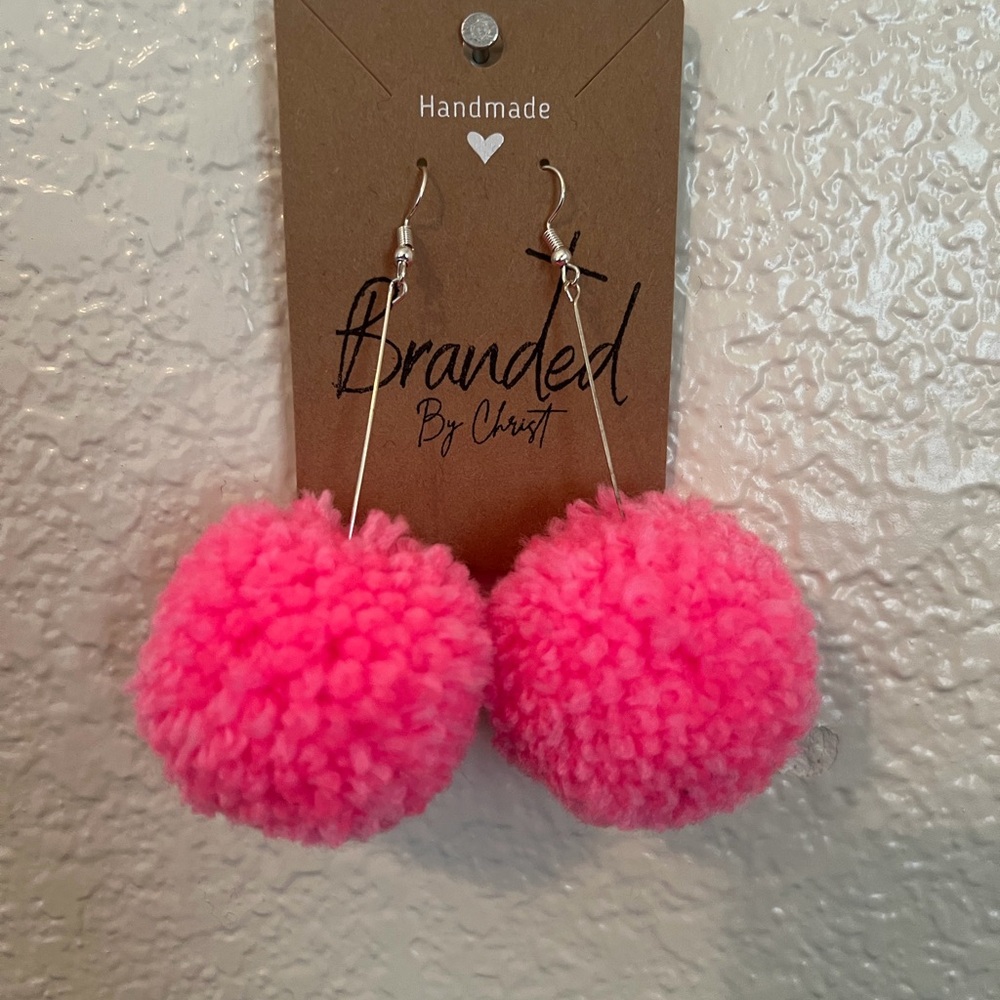 Pink Pom Pom Earrings